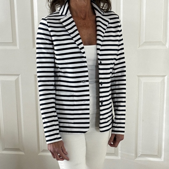 Tahari Nautical Blazer Jacket - Blue/White Size S - Picture 1 of 10